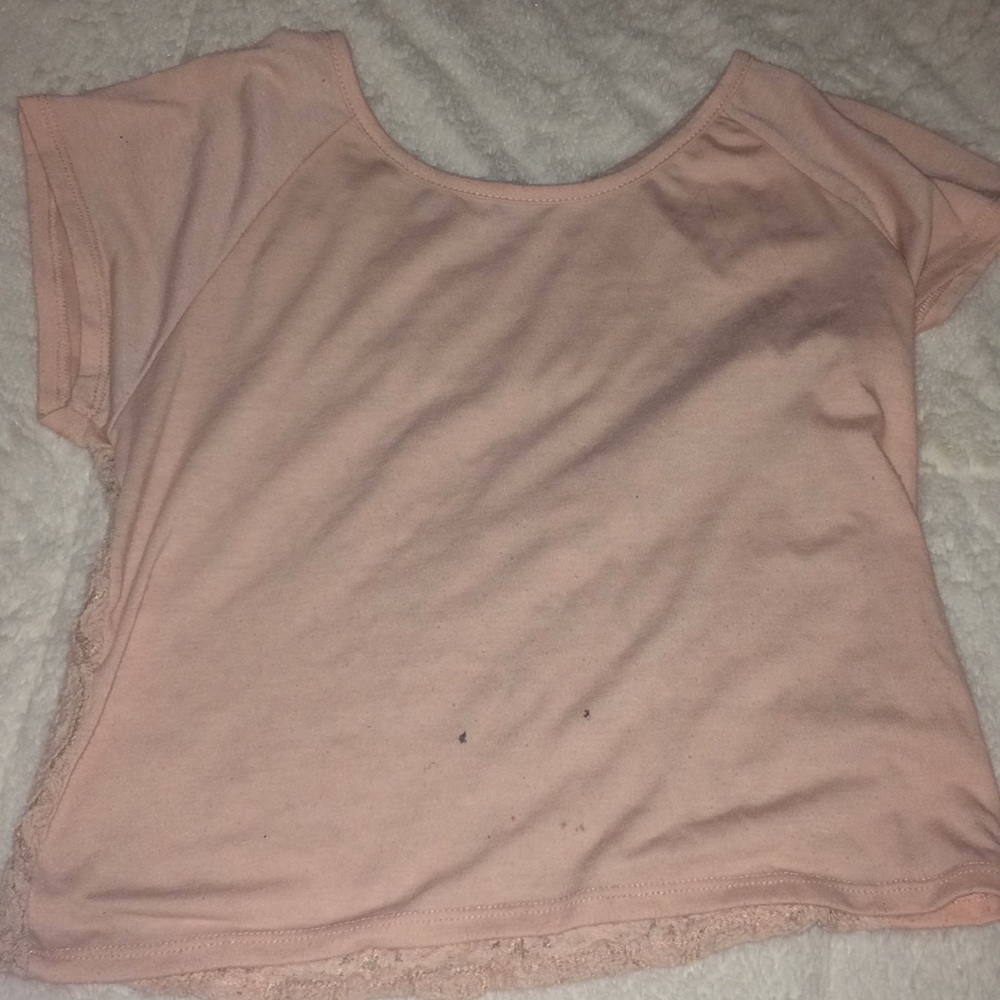 Pink Lace Back Crop Top from Delia’s